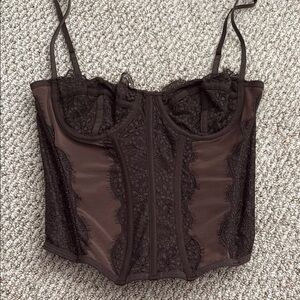 Urban Outfitters Brown Lace Corset Top